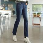 Cutout Brushed-fleece Lined Semi Boot-cut Jeans