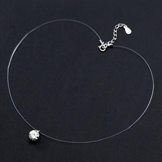 Rhinestone Earring 925 Sterling Silver - Necklace - One Size