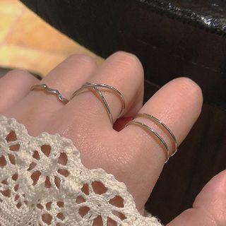 Set Of 3: Wavy / Layered Alloy Ring (assorted Designs)