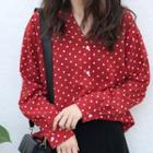 Dotted Chiffon Blouse Red - One Size