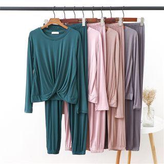 Set: Twisted Long-sleeve Top + Jogger Pants