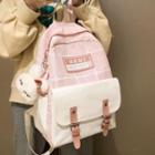 Set: Plaid Panel Backpack + Bag Charm