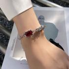 Faux Gemstone Alloy Bracelet Red - One Size