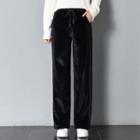 Drawstring-waist Velvet Sweatpants