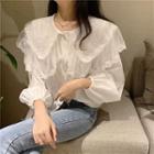 Layered Lace Collar Long-sleeve Blouse