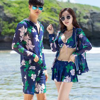 Printed Swim Shorts / Set: Patterned Bikini + Skirt + Jacket