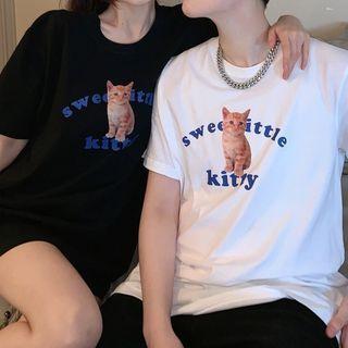 Short-sleeve Cat Print T-shirt (various Designs)