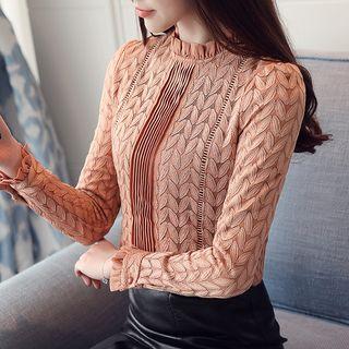 Mock-neck Ruffle Trim Blouse