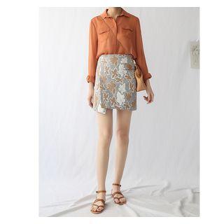 Leaf Print Pencil Skirt