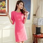 Plain 3/4-sleeve Sheath Dress
