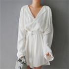 V-neck Long-sleeve Dress With Belt
