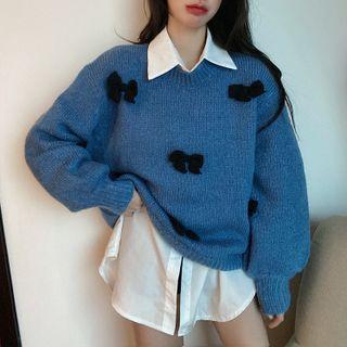 Round-neck Bow Long-sleeve Sweater