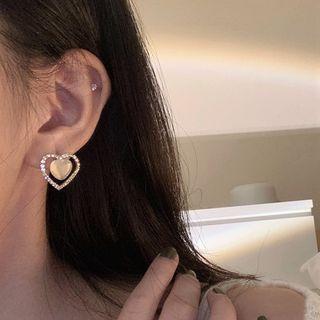 Sterling Silver Heart Stud Earring 1 Pair - 925 Silver Stud - Gold - One Size