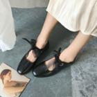 Square-toe Bow-accent Mary Jane Flats