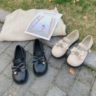 Faux Leather Bow Mary Jane Shoes