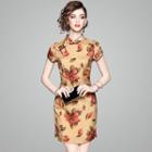 Traditional Chinese Short-sleeve Print Mini Dress