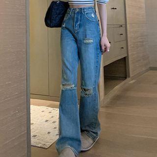 High Waist Distressed Baggy Jeans (various Designs)