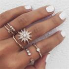 Set Of 6: Alloy Knuckle Rings Gold - One Size