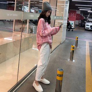 Set: Plaid Sweater + Straight-fit Pants
