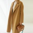 Cashmere Blend Wrap Coat Camel - One Size