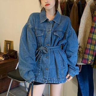Denim Jacket With Sash Blue - One Size