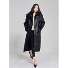 Fleece-lined Fuax-fur Long Coat