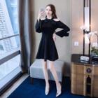 Long-sleeve Ruffle Cold-shoulder A-line Dress