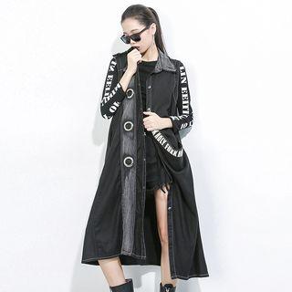 Lettering Long Vest Black - One Size