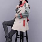 Double Breasted Color Block Trench Jacket / Trench Coat