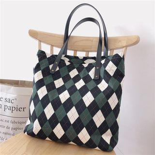 Argyle Canvas Tote Bag