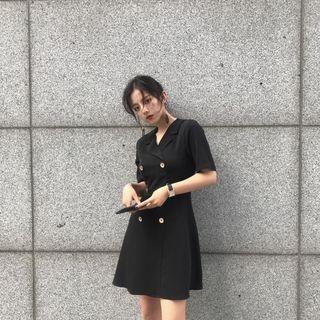 Short-sleeve A-line Mini Coatdress