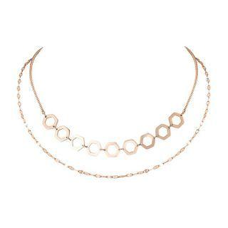 Geometric Layered Stainless Steel Necklace Rose Gold - One Size