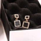 Rhinestone Square Dangle Earring Silver Needle - As Shown In Figure - One Size