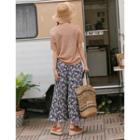 Floral Print Pleated Pants Floral - One Size