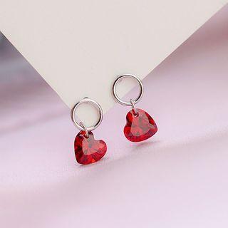 Heart Ear Stud 1 Pair - As Shown In Figure - One Size
