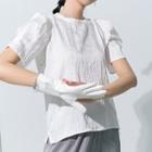 Short-sleeve Shirred Blouse White - One Size