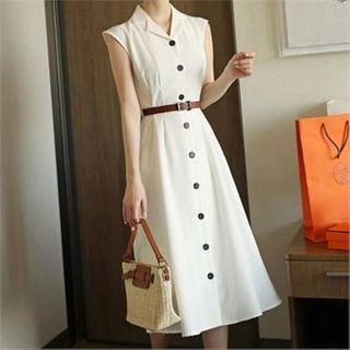 Sleeveless Belted Long Dress