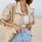 High-neck Epaulet Windbreaker Beige - One Size
