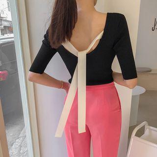 Strappy-back Rib Knit Top
