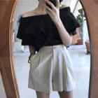 Elbow-sleeve Off Shoulder Blouse / Shorts