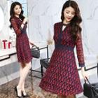 Cutout Long-sleeve Lace A-line Dress