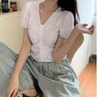 Plain V Necked Puff Sleeve Top