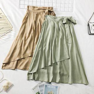 Mock Two-piece Asymmetric A-line Skirt