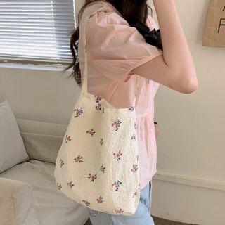 Floral Print Shopper Bag Beige - One Size
