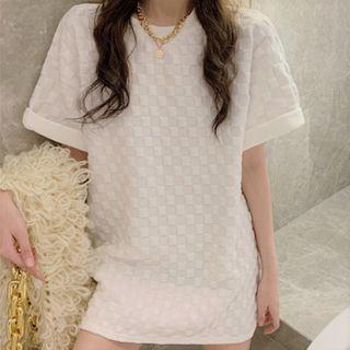 Short-sleeve Checker T-shirt White - One Size