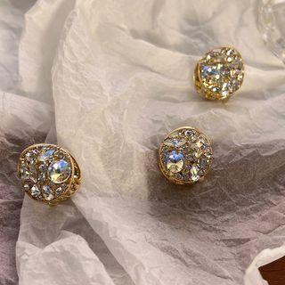 Rhinestone Alloy Hair Clamp 1 Pc - Gold - One Size