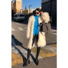 Round-neck Faux-fur Midi Jacket