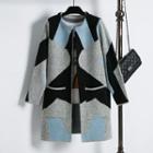 Intarsia Open-front Knit Cardigan