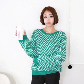 Tall Size Chevron Lightweight Knit Top Mint Green - Xl