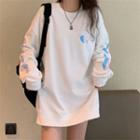 Long-sleeve Heart Print Oversize Sweatshirt